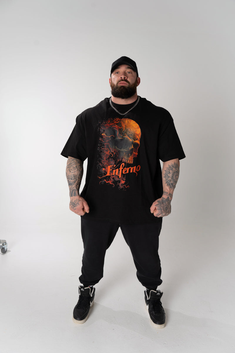 Model wearing Enferno Chaos Reborn Tee in Black.
