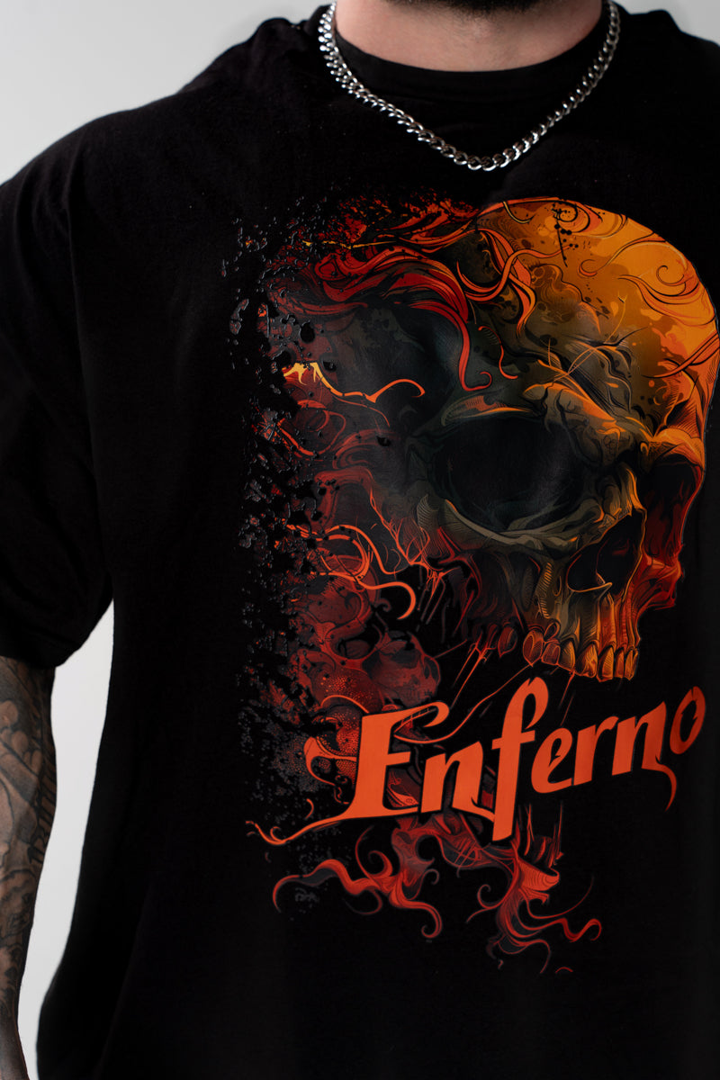 Model wearing Enferno Chaos Reborn Tee in Black.