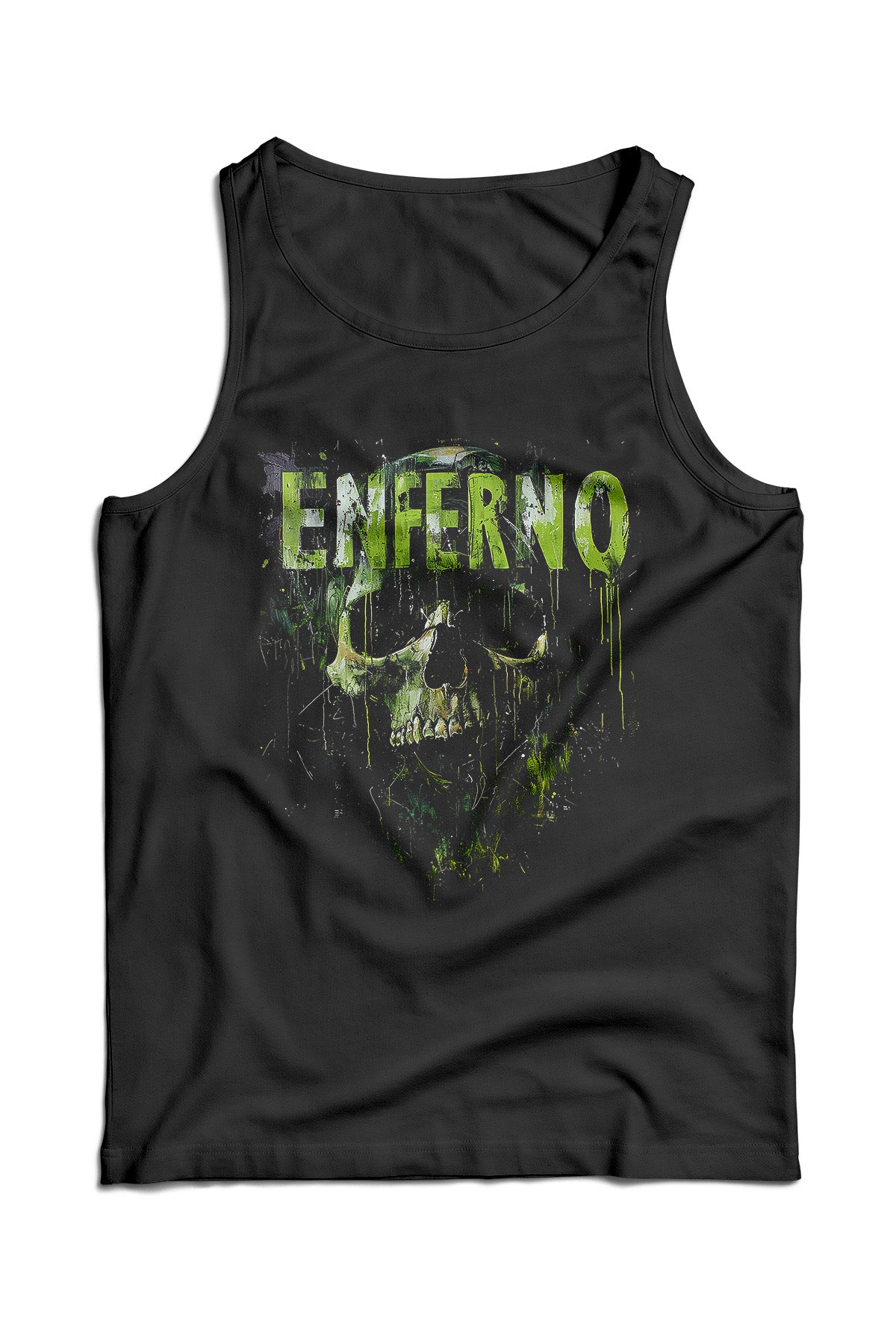 Enferno Emerald Skull Tank in Black.