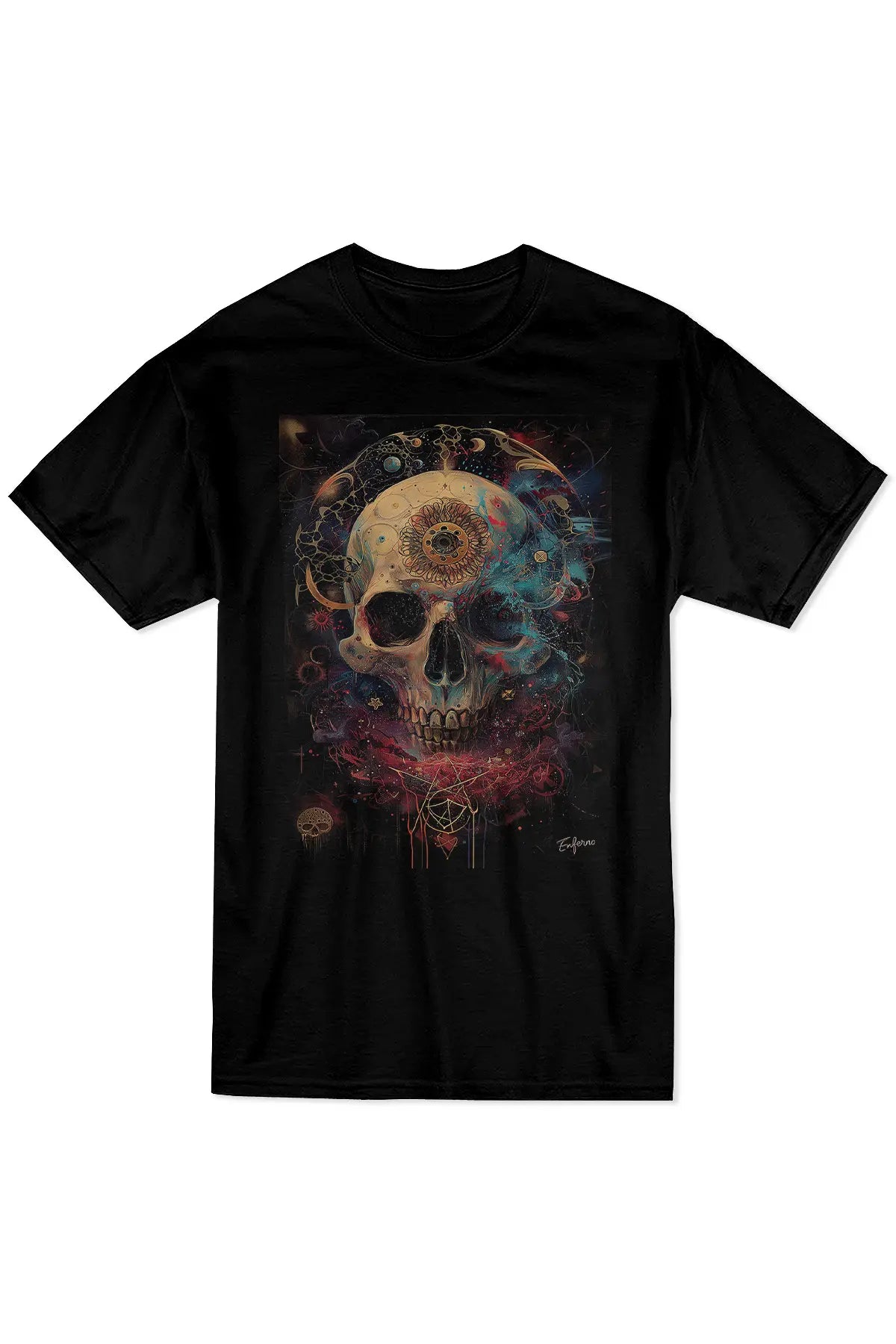 Enferno Spiritual Skull Tee in Black.